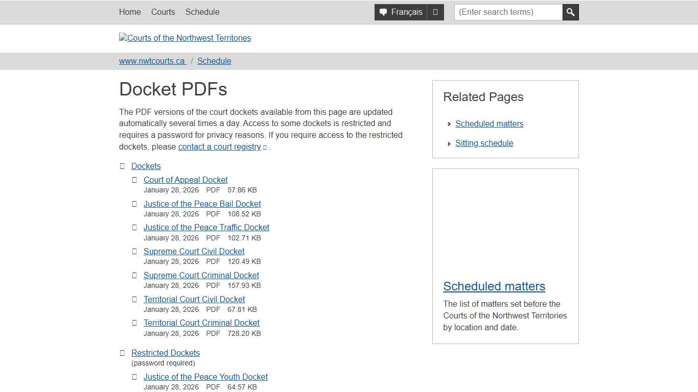 Docket PDFs :: Courts of the Northwest Territories
